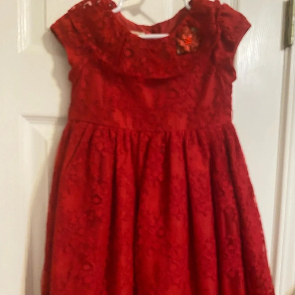 Laura Ashley Red Lace Dress - Picture 1 of 8